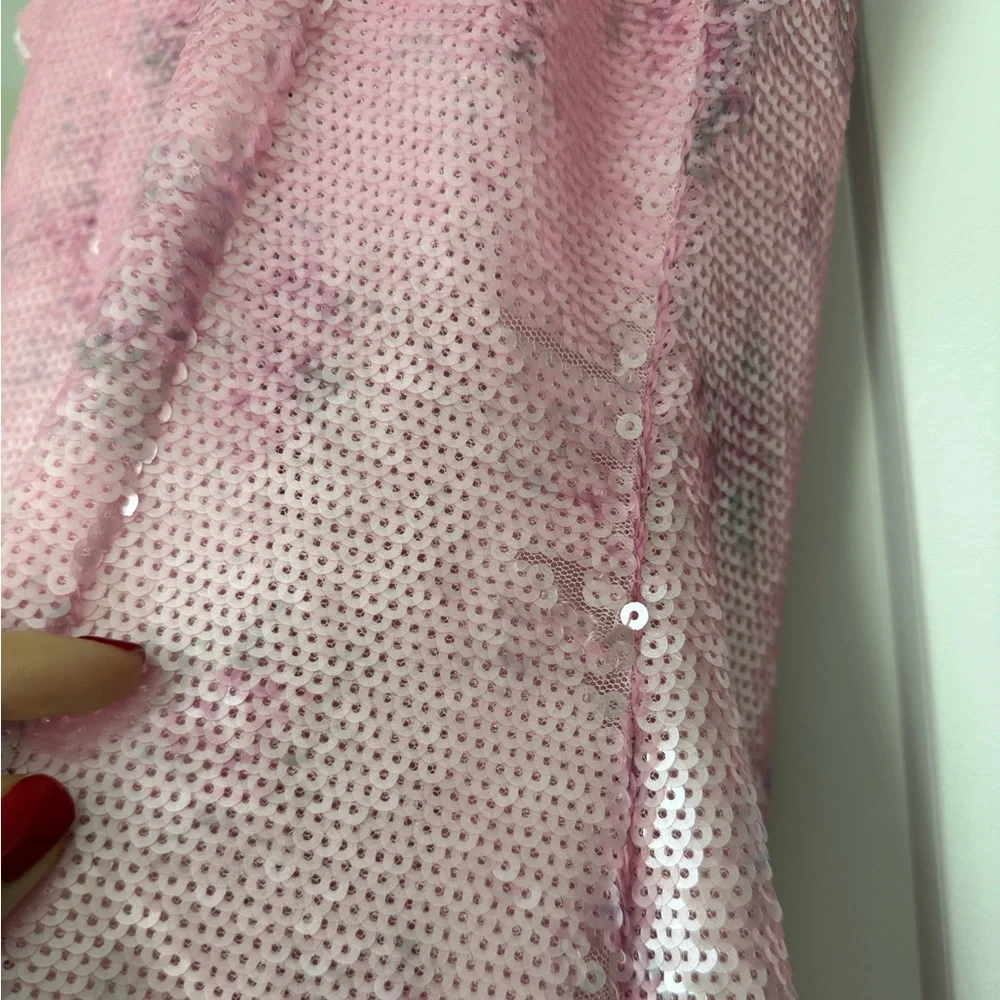 LoveShackFancy Pink Sequin Strapless Dress - Picture 7 of 7